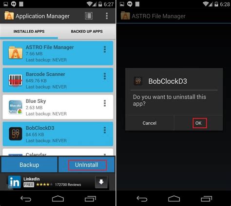 uninstall apk from android.